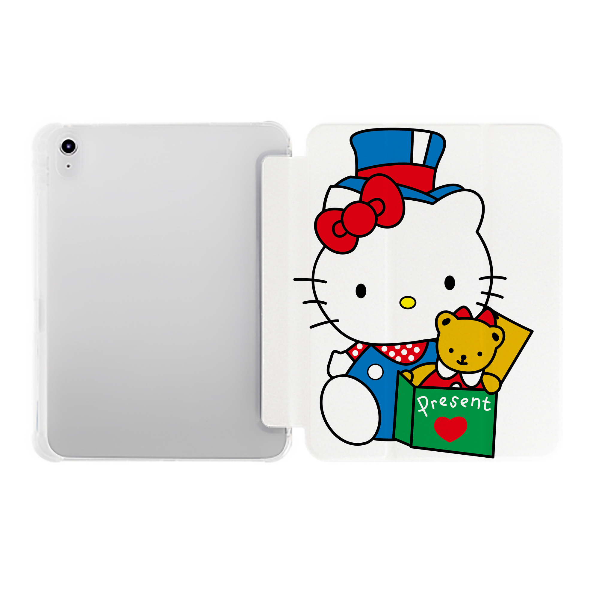 （画像用） Hello Kitty ハローキティ IPad ケース ペン収納付き 三つ折りスタンド PUレザー×シリコン 対応機種9.5/10.5/10.9インチ